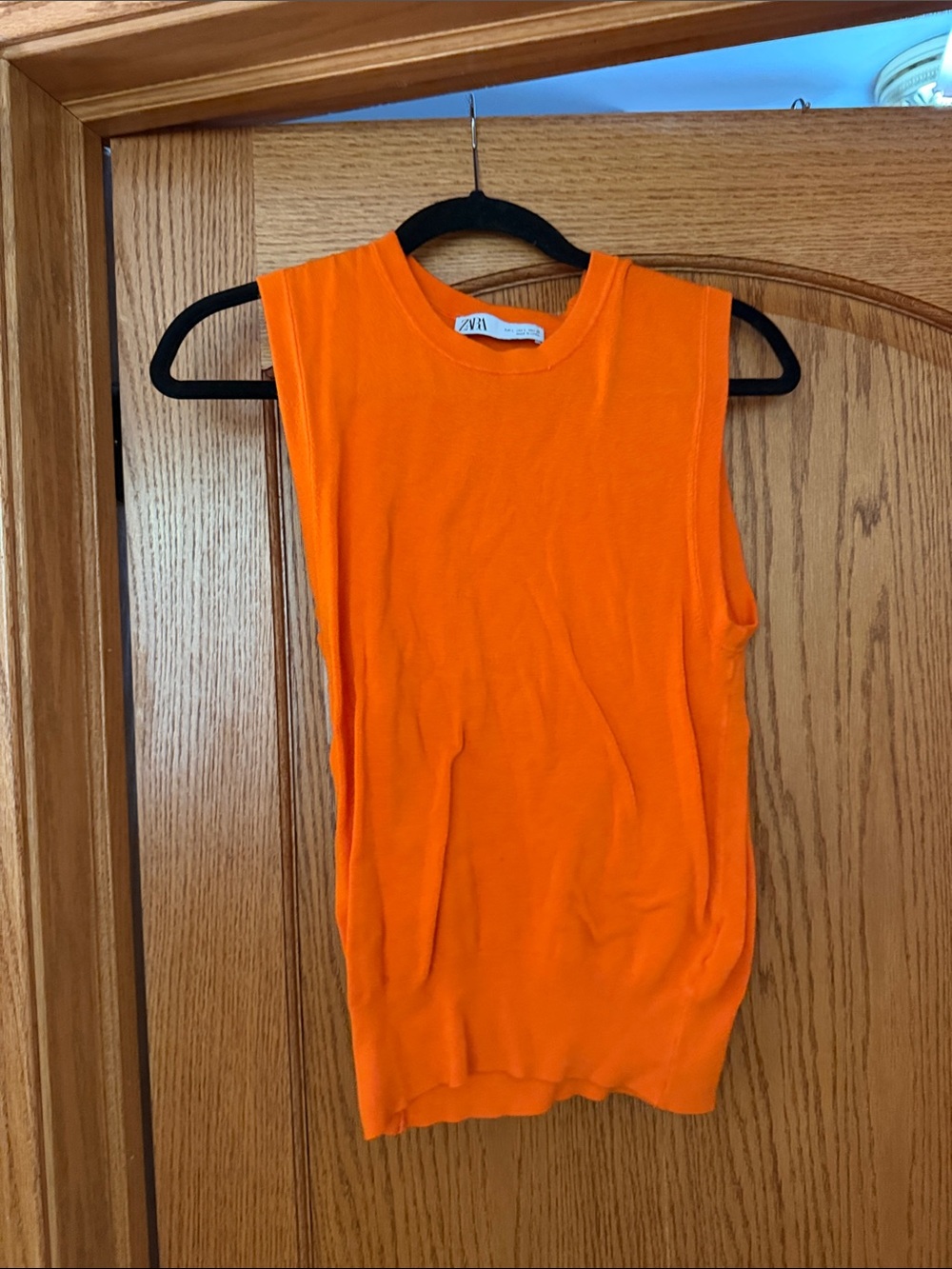 Zara Orange Sleeveless Knit Shell